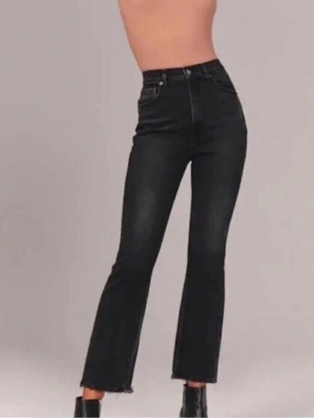 Abercrombie & Fitch Women Black Wash kick flare ultra high rise curve love jeans